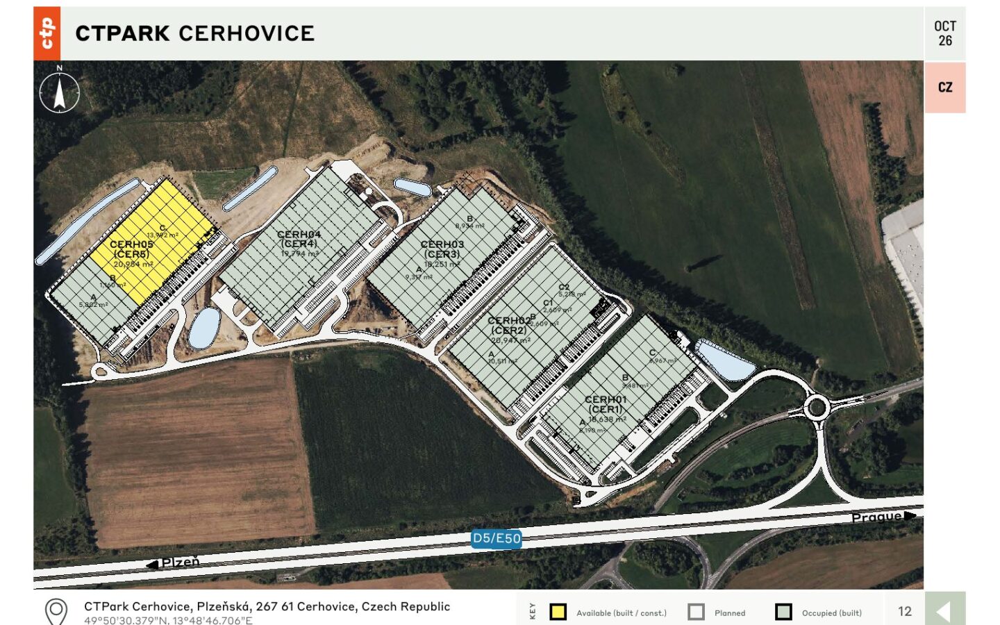 CTPark Cerhovice – layout areálu / site plan, 10/2026