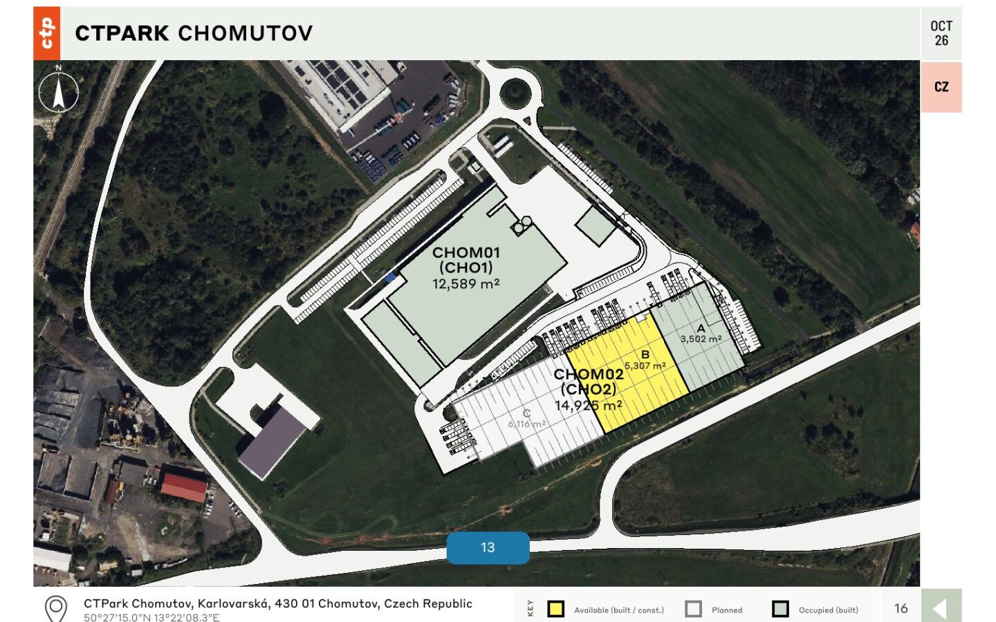 CTPark Chomutov – layout areálu / site plan, 10/2026