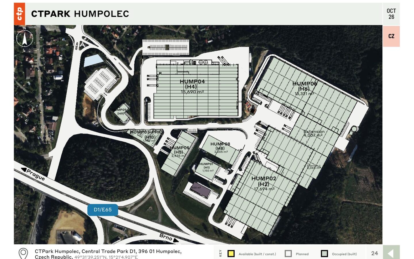 CTPark Humpolec – layout areálu / site plan, 10/2026