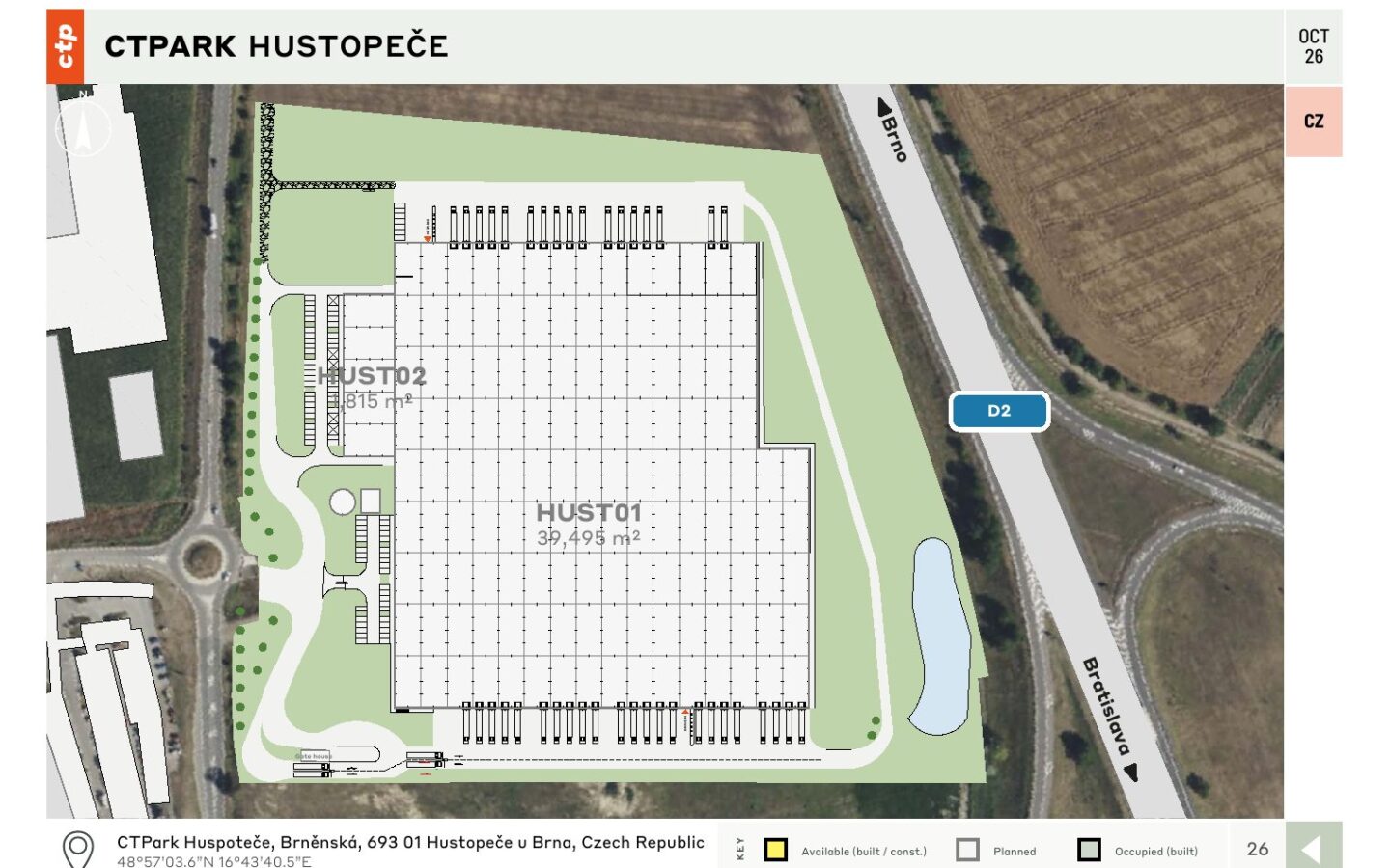 CTPark Hustopeče – layout areálu / site plan, 10/2026