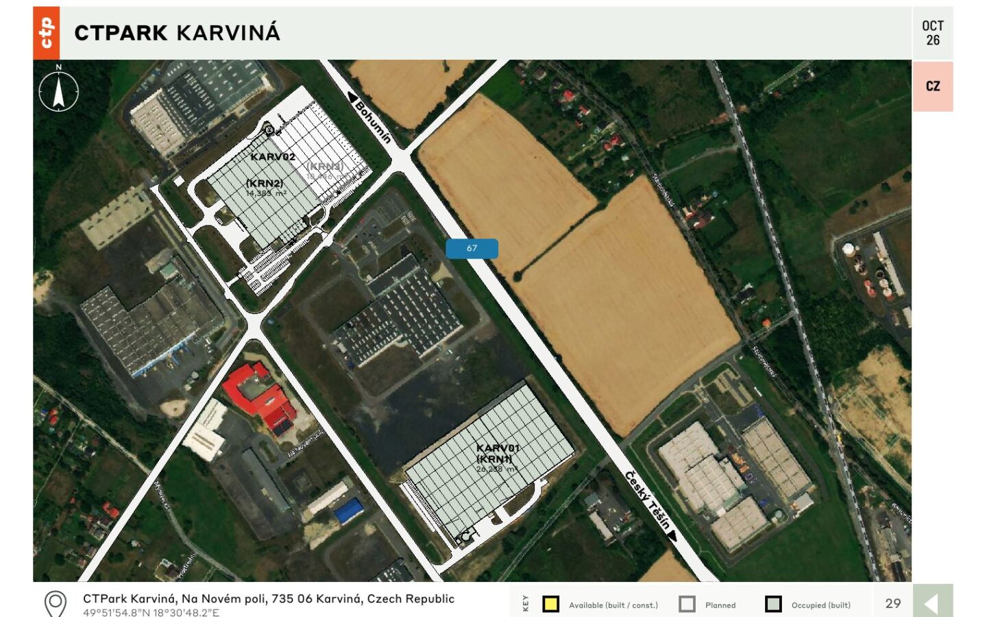CTPark Karviná – layout areálu / site plan, 10/2026