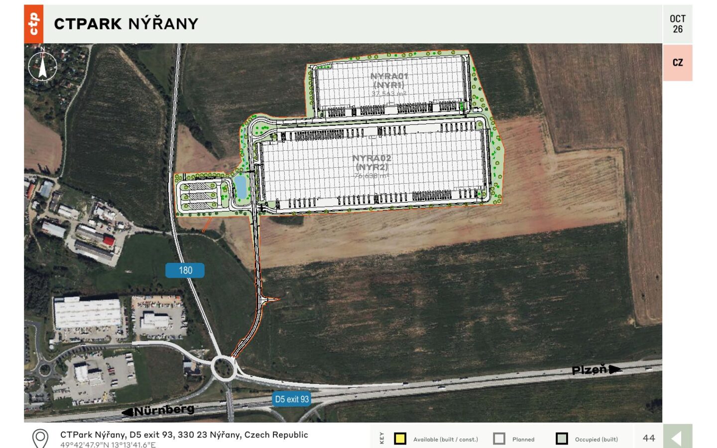 CTPark Nyrany – layout areálu / site plan, 10/2026