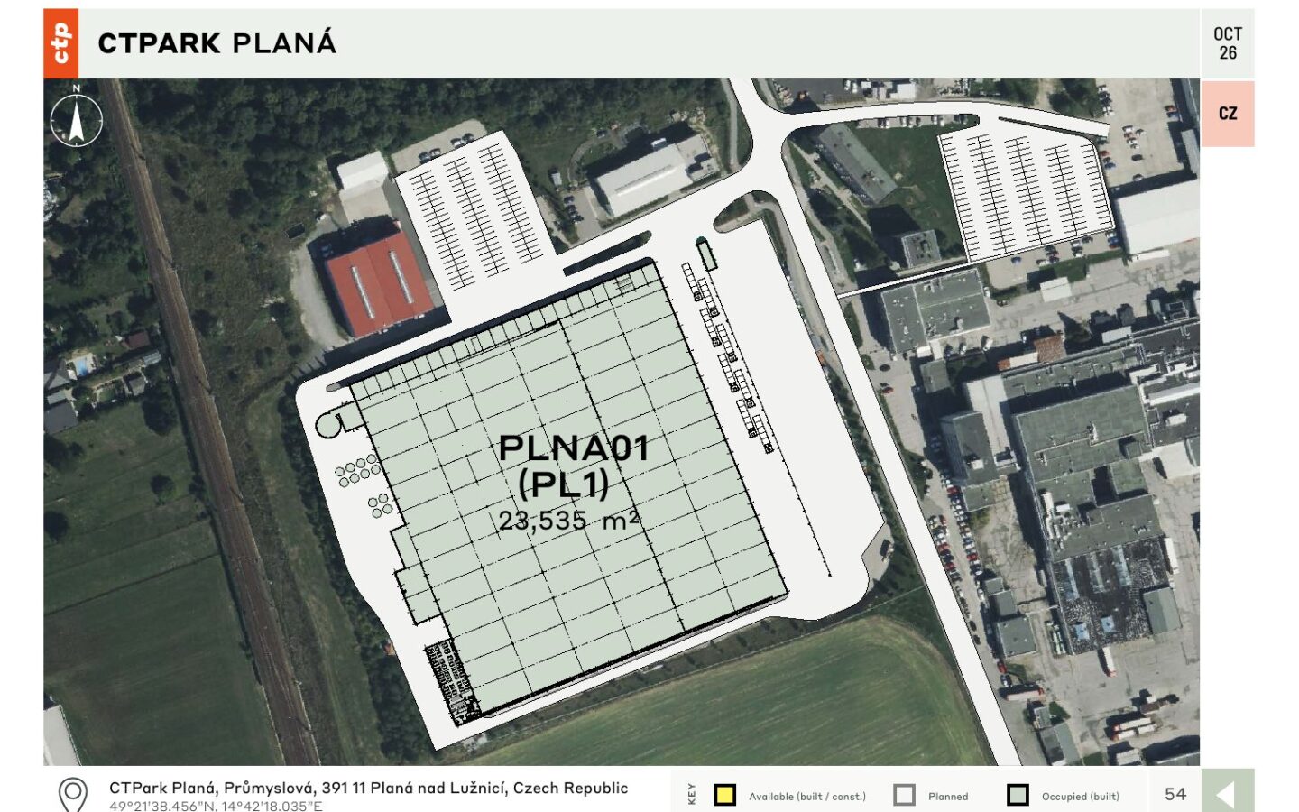 CTPark Planá nad Lužnicí – layout areálu / site plan, 10/2026
