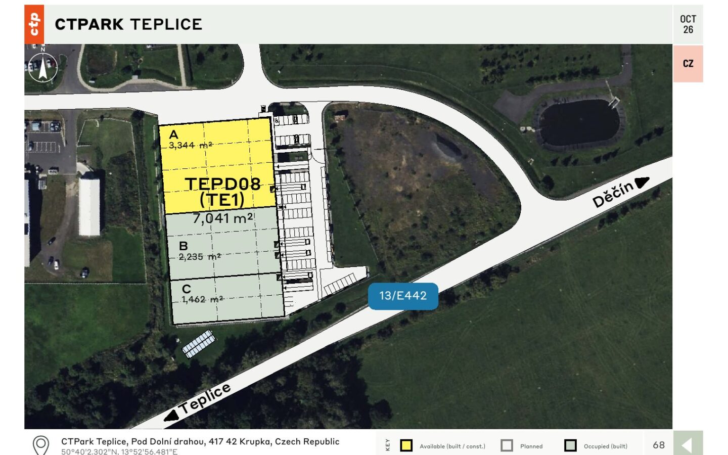 CTPark Teplice II – layout areálu / site plan, 10/2026