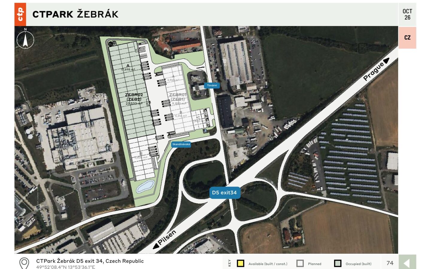 CTPark Žebrák – layout areálu / site plan, 10/2026